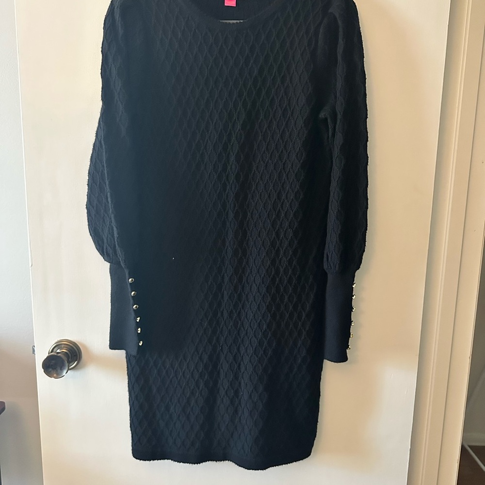 Lilly Pulitzer Black Long Sleeve Quilted Dress